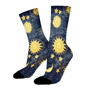 Sun Moon In Starry Night Women Printed Crew Socks Funny Funky Socks Soft Polyester Novelty Gifts for Artists Men - 1 of 1