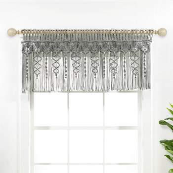 50"x20" Boho Macrame Textured Cotton Window Valance Gray - Lush Décor