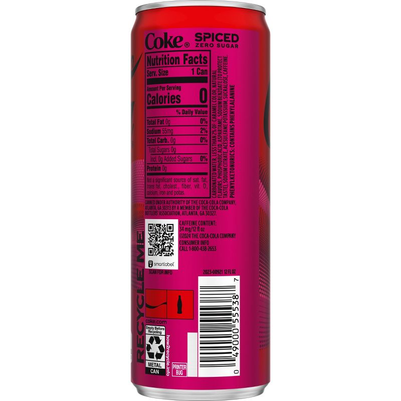 Coca-Cola Spiced Zero Sugar - 12 fl oz Slim Can, 5 of 10