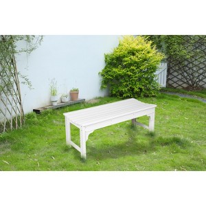 TiramisuBest Backless Bench with Wood Texture, Poly Lumber Seat, All-Weather UV-Resistant for Patio/Backyard/Balcony (White) - 1 of 4
