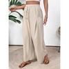Coolmee Palazzo Pants for Women Casual Drawstring Elastic Waist Wide Leg Pants with Pockets - 3 of 4