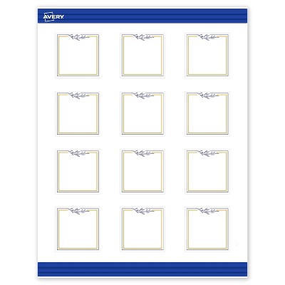 Avery Printable Square Cards, Gold & Navy Border with Florals, 2" x 2", Matte White Square Cards, Laser/Inkjet, 120ct, Great for Business Cards