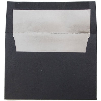 JAM Paper A6 Foil Lined Invitation Envelopes 4.75x6.5 BK Linen w/Silver Foil 3243681I