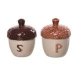 Transpac Ceramic 3.43 in. Multicolor Harvest Moody Acorn Salt and Pepper Shakers Set of 2