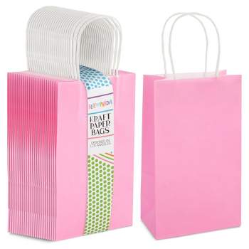 Hot Pink Matte Gift Bags, Cub 8x4x10, 10 Pack