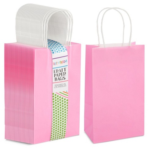 Blue Panda 25 Pcs Yellow Kraft Paper Gift Bags, Party Favor Bags With  Handles, 5x3x9 In : Target