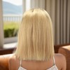Unique Bargains Women's Straight Long Hair Wig 13x4in 180 Real Human Hair 10in Light Yellow 1 Pc - 3 of 4