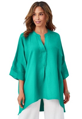 Jessica London Women's Plus Size Hi-Low Linen Tunic