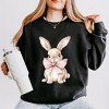 Bunny Watercolor With Bow - Women's Lightweight Garment Dyed Sweatshirt - 2 of 3