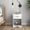 ChicFurnit Nightstands Modern End table Nightstand Side Table Bedside Table with Open Shelf and Drawer Storage for Bedroom, White, 15.8"*13.8"*22.8" - 3 of 4