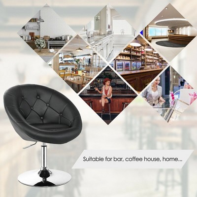 Modern Adjustable Swivel Accent Chair in Tufted Black PU Leather