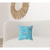 HomeRoots 16" X 16" Bright Blue And Gray Paisley Blown Seam Suede Throw Pillow - 2 of 4