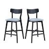 Black Wooden Bar Stool Set of 2, Modern Upholstered Kitchen Island Chairs - 3 of 4