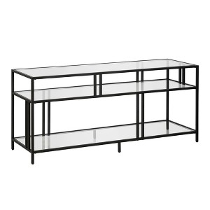 55" Black Metal TV Stand with Glass Shelves - Henn&Hart - 1 of 4