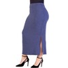 24seven Comfort Apparel Plus Size Ribbed Knit Side Slit Elastic Waist Maxi Skirt - 2 of 4