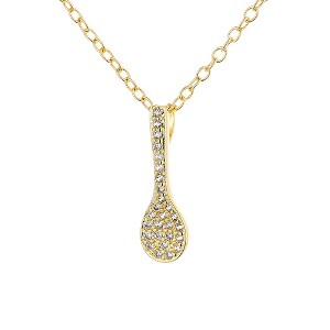 14k Golden and Sterling Silver Spoon Pendant Necklace with crystals - 1 of 4
