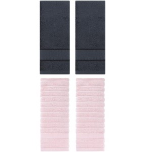 REGALWOVEN 4 Pcs Cotton Quick Drying Soft Striped Hand Towel 14" x 30" - 1 of 4