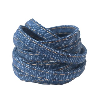 INSPIRE CHIC Cotton Blend Denim Flat with Metal Tips Shoelace for Sneakers 0.31'' Width 1 Pair
