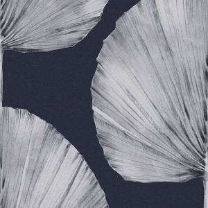 Palm Fan Navy Blue and Silver Leaves Tropical Paste the Wall Wallpaper - 1 of 4