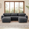 AENKYO 114" Oversized 5-Seater Sectional Sofa with 2 Ottomans, Convertible Sleeper - No Assembly Required for Living Room Sofa, Chocolate - 3 of 4