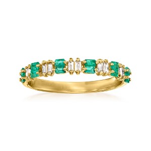 RS Pure by Ross-Simons 0.20 ct. t.w. Emerald and .10 ct. t.w. Diamond Ring in 14kt Yellow Gold - 1 of 4