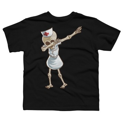Boy's Design By Humans Halloween Dabbing Funny Skeleton Nurse RN Costume Gift By COVI T-Shirt
