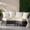 Christopher Knight Home 2pc Newton Wicker Outdoor Patio Curved Loveseat Sectional with Cushions Gray/White - 2 of 4