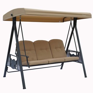 Kozyard 3-Seat Patio Swing – Outdoor Porch Swing Chair with Metal Seat and Back, Comfortable Cushion, and Adjustable Canopy for Backyard or Balcony - 1 of 4
