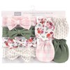 Hudson Baby Infant Girls Cotton Headband and Scratch Mitten Set, Fall Floral, 0-6 Months - 2 of 4