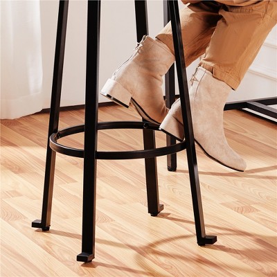 Yaheetech 24" Brown Wood and Metal Backless Bar Stools Set