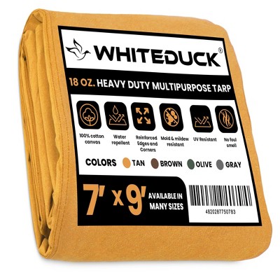 WHITE DUCK Heavy Duty Canvas Tarp, 18 oz Water-Resistant Cotton  with Reinforced Edges & Stainless Steel Grommets