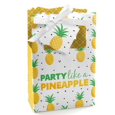 Big Dot of Happiness Tropical Pineapple - Summer Party Favor Boxes - Set of 12
