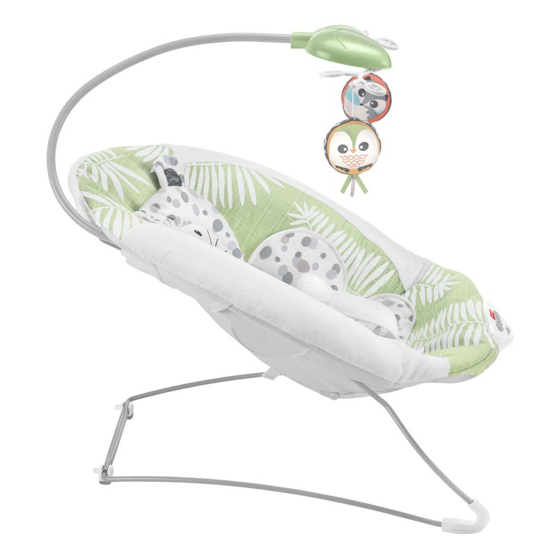Fisher-Price Snow Leopard Deluxe Baby Bouncer Seat with Soothing Sounds, Calming Vibrations, and Overhead Mobile with 2 Soft Toys, 3 of 6