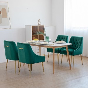 DYHOME Modern Dining Chairs Set of 4, Mid Century Dining Chairs with 5.12” Cushions, Velvet Upholstered Dining Chairs with Back Pull Rod - 1 of 4