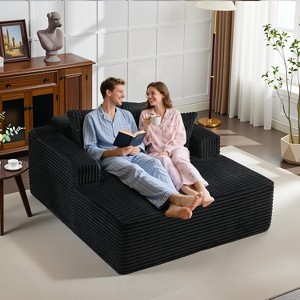 TackView Oversized Chaise Lounge Chair, 54 * 61" Indoor Cloud Plush Corduroy Floor Sofa Bed Deep Seat No Assembly Couch for Living Room - 1 of 4