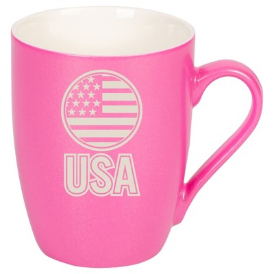 100 North United States of America 10 Ounce Pink Metallic Finish, Comfortably Fits Your Hands, New Bone China Coffee Tea Cup Mug, USA