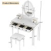 Vanity Desk with Adjustable Angle Mirror, 5 Drawers Makeup Table Set with Cushioned Velvet Stool, Wooden Dressing Table - ModernLuxe - 4 of 4