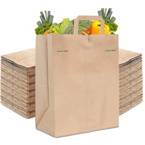 Stock Your Home Heavy Duty Kraft Brown Paper Bags with Handles (50 Count) - 1 of 3