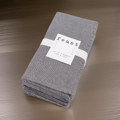 Overbrook Dark Gray Chambray Cotton Napkins Set of 8