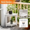 VINGLI Outdoor Side Table, HDPE Space-Saving Patio Corner Table Shower Bench, Waterproof 2-Tier Patio End Tables for Balcony Garden (White) - 4 of 4