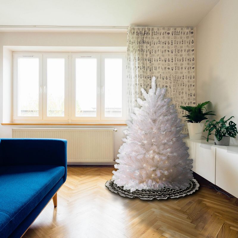 National Tree Company 4.5 ft Pre-Lit Artificial Full Christmas Tree, White, Dunhill Fir, White Lights, Includes Stand, 3 of 8