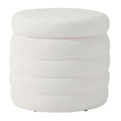 WestinTrends Alexandria Mid-Century Modern Faux Shearling Shearling Round Storage Ottoman