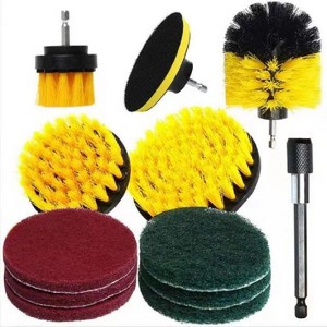 12 Pieces Drill brush Power Scrubber Bathroom Cleaning Kit, with Pad Sponge and Extend Attachment for Bathroom, Kitchen - 1 of 4