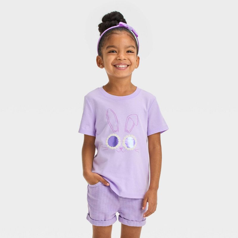 Toddler Girls' Bunny Short Sleeve T-Shirt - Cat & Jack™ Purple, 1 of 5