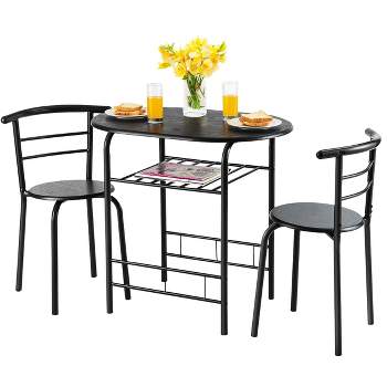 Costway 3 PCS Dining Set Table and 2 Chairs Home Kitchen Breakfast Bistro Pub Furniture Black