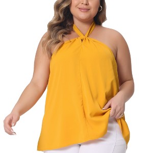 Agnes Orinda Women's Plus Size Self-Tie Halter Neck Suspender Sleeveless Camisole - 1 of 4