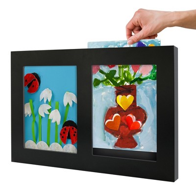Americanflat 8.5x11 Slide-In Collage Kids Art Frame - Showcase 2 Artworks