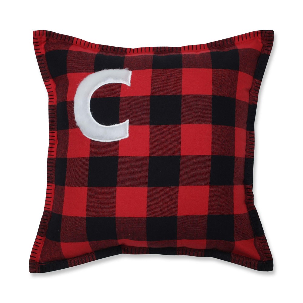 17"x17" Indoor Christmas Buffalo Plaid C Square 16.5-inch Throw Pillow - Pillow Perfect