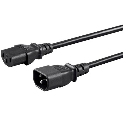 Monoprice Extension Cord - 4 Feet - Black | IEC 60320 C14 to IEC 60320 C13, 18AWG, 10A/1250W, 3-Prong, SVT