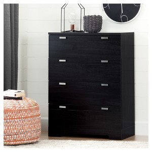 Reevo 4 Drawer Vertical Dresser Black Onyx - South Shore: Space-Saving Storage Furniture for Bedrooms - 1 of 4